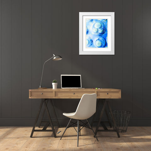 Blue Cells I White Modern Wood Framed Art Print with Double Matting by Grayscale