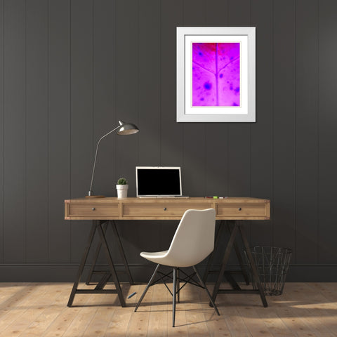 Purple Branch White Modern Wood Framed Art Print with Double Matting by Grayscale
