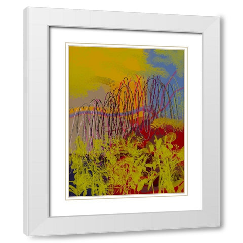 Floral Scribble I White Modern Wood Framed Art Print with Double Matting by Grayscale