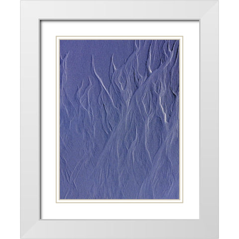 Blue Fibers II White Modern Wood Framed Art Print with Double Matting by Grayscale