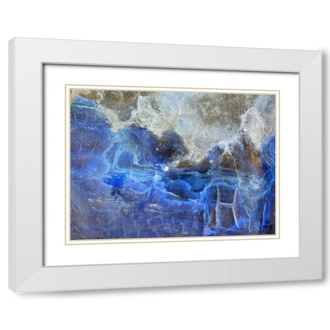 Blue Ribbons I White Modern Wood Framed Art Print with Double Matting by Grayscale