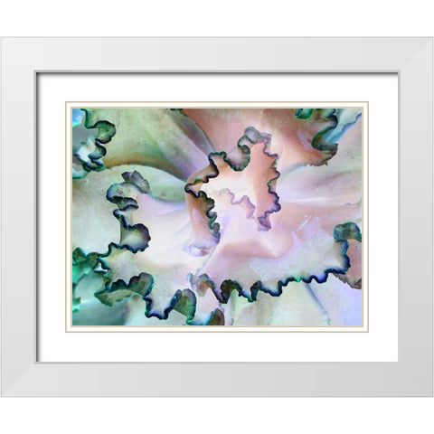 Green Ribbons I White Modern Wood Framed Art Print with Double Matting by Grayscale