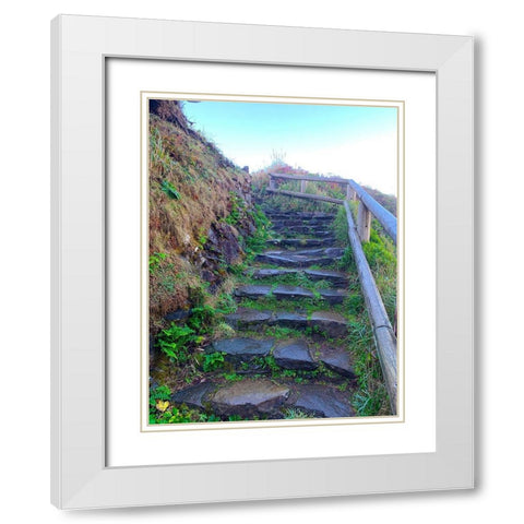 Stone Stairs I White Modern Wood Framed Art Print with Double Matting by Grayscale