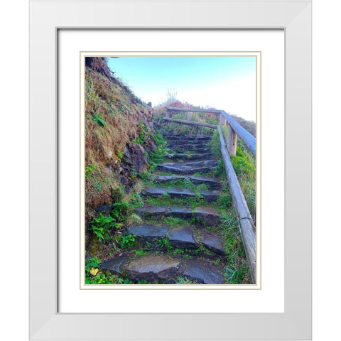 Stone Stairs I White Modern Wood Framed Art Print with Double Matting by Grayscale