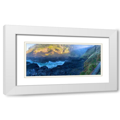 Rocky Beach I White Modern Wood Framed Art Print with Double Matting by Grayscale