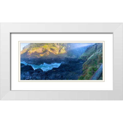 Rocky Beach I White Modern Wood Framed Art Print with Double Matting by Grayscale