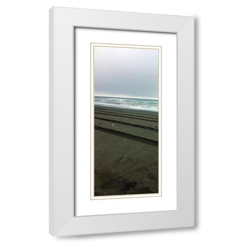 Beach Tracks I White Modern Wood Framed Art Print with Double Matting by Grayscale