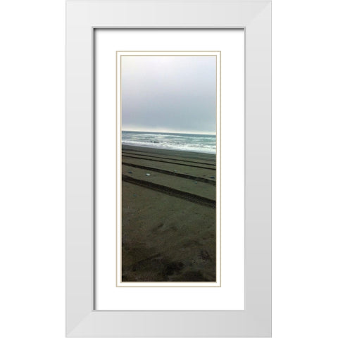 Beach Tracks I White Modern Wood Framed Art Print with Double Matting by Grayscale