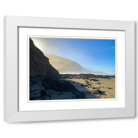 Foggy Beach III White Modern Wood Framed Art Print with Double Matting by Grayscale