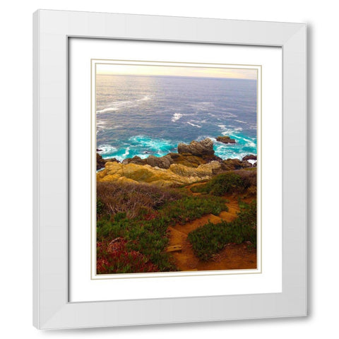 Rocky Path I White Modern Wood Framed Art Print with Double Matting by Grayscale
