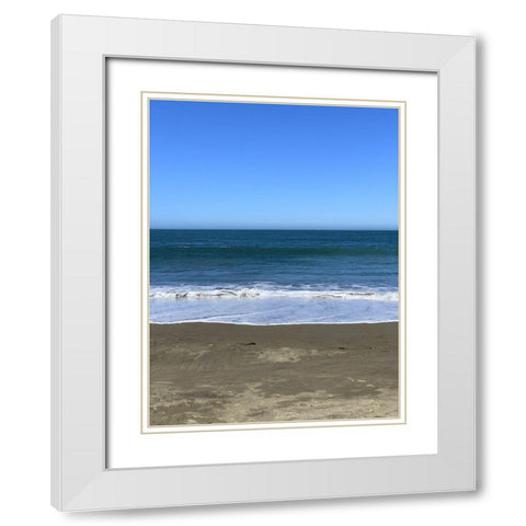 Blue Beach I White Modern Wood Framed Art Print with Double Matting by Grayscale