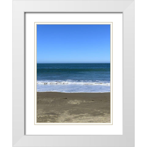 Blue Beach I White Modern Wood Framed Art Print with Double Matting by Grayscale