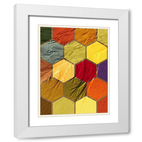 Hexagon Textures III White Modern Wood Framed Art Print with Double Matting by Grayscale