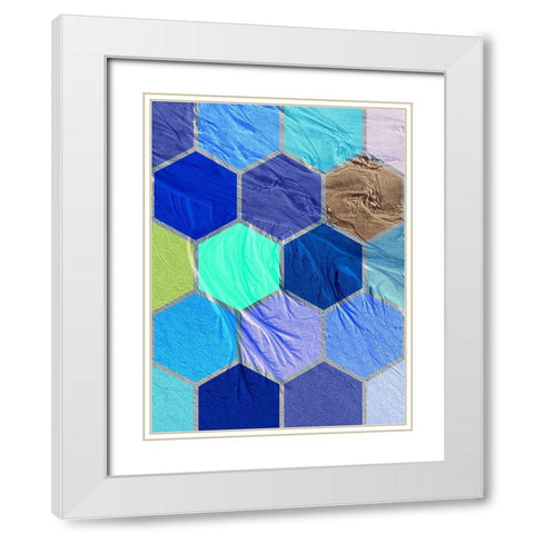 Hexagon Textures IV White Modern Wood Framed Art Print with Double Matting by Grayscale