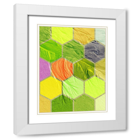 Hexagon Textures V White Modern Wood Framed Art Print with Double Matting by Grayscale