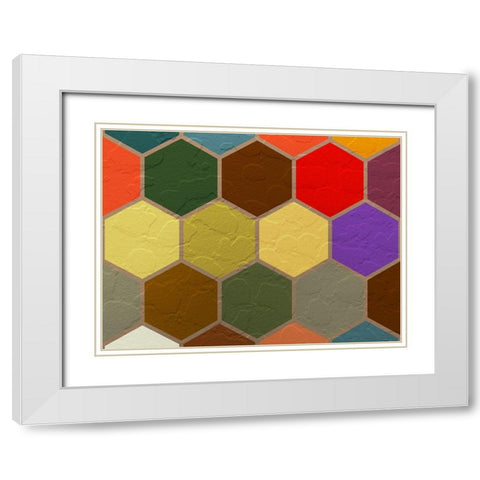 Hexagon Textures VI White Modern Wood Framed Art Print with Double Matting by Grayscale