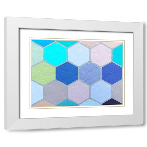 Hexagon Textures VII White Modern Wood Framed Art Print with Double Matting by Grayscale