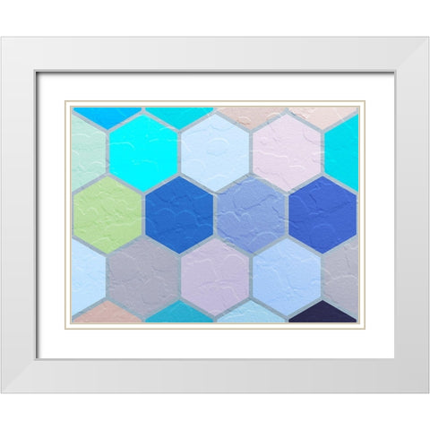 Hexagon Textures VII White Modern Wood Framed Art Print with Double Matting by Grayscale