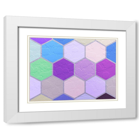 Hexagon Textures VIII White Modern Wood Framed Art Print with Double Matting by Grayscale