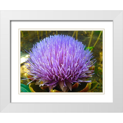 Purple Fingers I White Modern Wood Framed Art Print with Double Matting by Grayscale