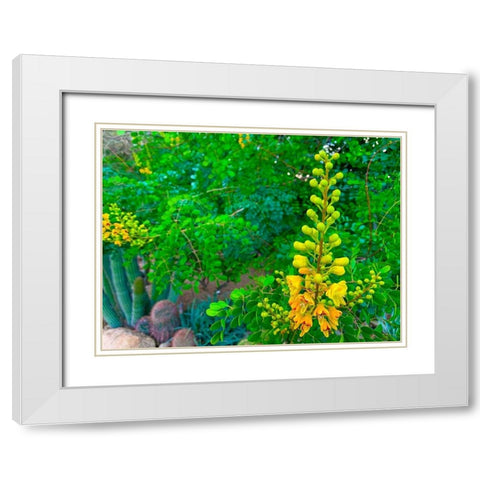 Yellow Blooms II White Modern Wood Framed Art Print with Double Matting by Grayscale