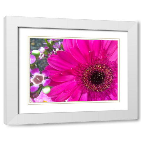 Flower Center II White Modern Wood Framed Art Print with Double Matting by Grayscale