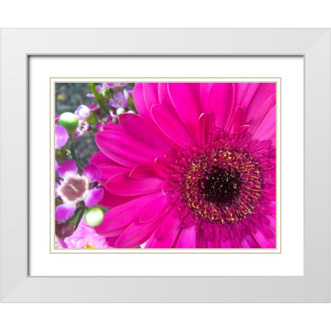 Flower Center II White Modern Wood Framed Art Print with Double Matting by Grayscale