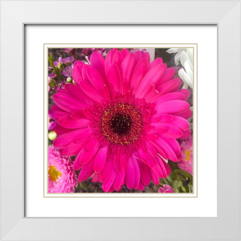 Flower Center III White Modern Wood Framed Art Print with Double Matting by Grayscale