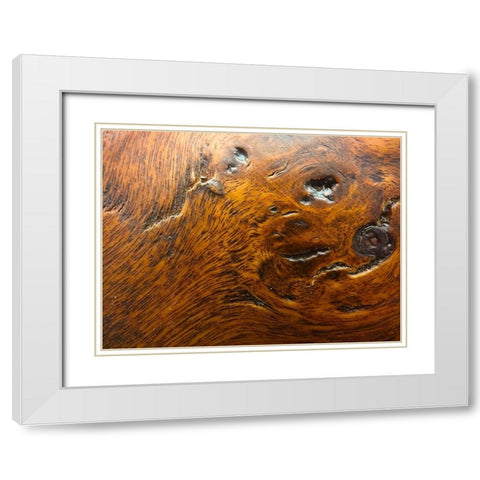 Wood Texture III White Modern Wood Framed Art Print with Double Matting by Grayscale