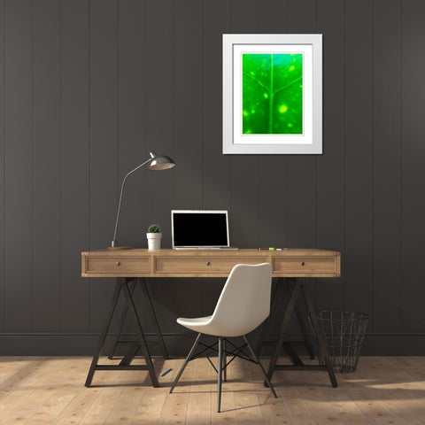 Green Leaf IX White Modern Wood Framed Art Print with Double Matting by Grayscale