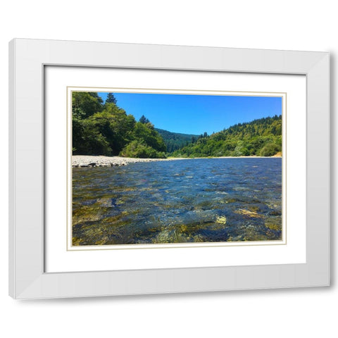 River View I White Modern Wood Framed Art Print with Double Matting by Grayscale