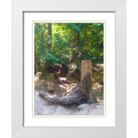 Tree Face I White Modern Wood Framed Art Print with Double Matting by Grayscale