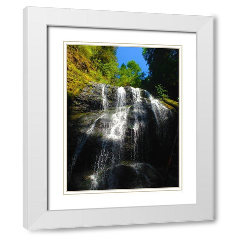 Waterfall Light II White Modern Wood Framed Art Print with Double Matting by Grayscale