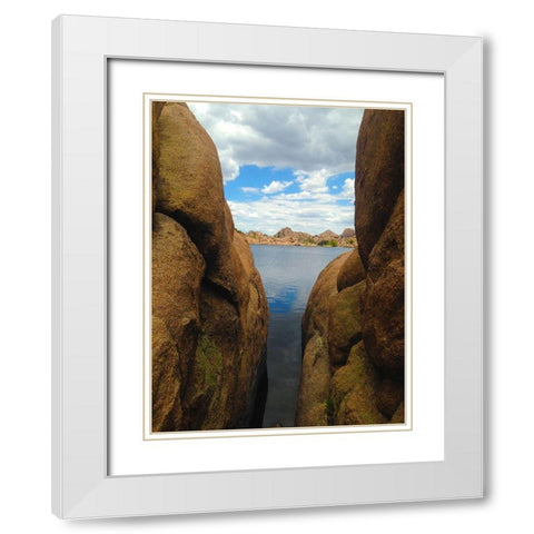 Rock Cleft I White Modern Wood Framed Art Print with Double Matting by Grayscale
