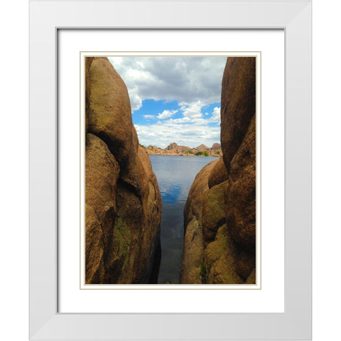 Rock Cleft I White Modern Wood Framed Art Print with Double Matting by Grayscale