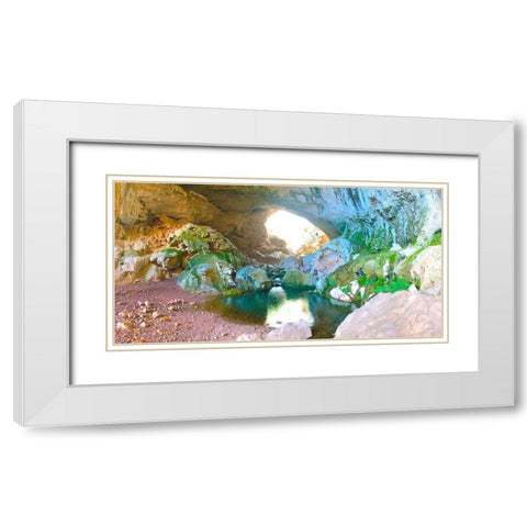 Natural Bridge I White Modern Wood Framed Art Print with Double Matting by Grayscale