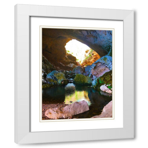 Natural Bridge II White Modern Wood Framed Art Print with Double Matting by Grayscale