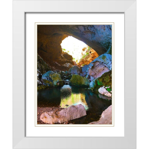 Natural Bridge II White Modern Wood Framed Art Print with Double Matting by Grayscale