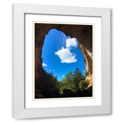 Natural Bridge III White Modern Wood Framed Art Print with Double Matting by Grayscale