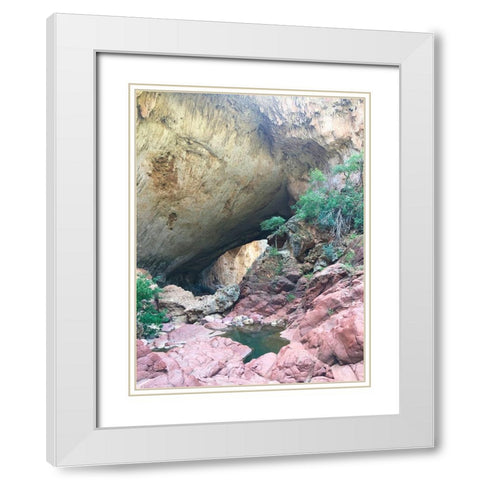 Natural Bridge V White Modern Wood Framed Art Print with Double Matting by Grayscale