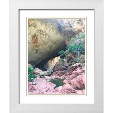 Natural Bridge V White Modern Wood Framed Art Print with Double Matting by Grayscale
