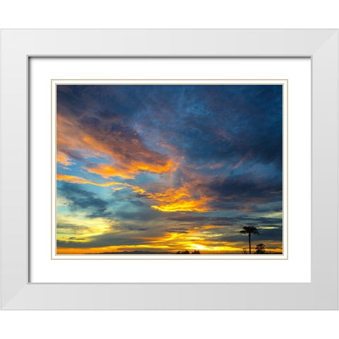 Arizona Sunset I White Modern Wood Framed Art Print with Double Matting by Grayscale
