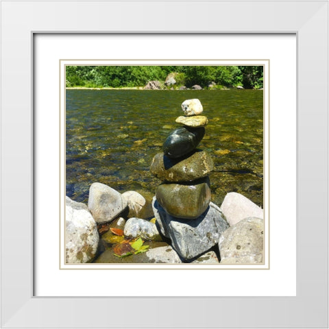 Carins II White Modern Wood Framed Art Print with Double Matting by Grayscale