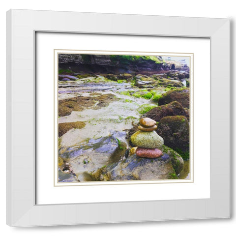 Carins III White Modern Wood Framed Art Print with Double Matting by Grayscale