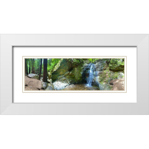 Waterfall I White Modern Wood Framed Art Print with Double Matting by Grayscale