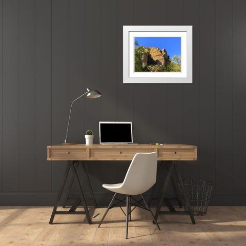 Desert Rock Face I White Modern Wood Framed Art Print with Double Matting by Grayscale