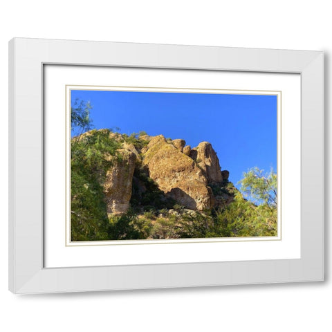 Desert Rock Face I White Modern Wood Framed Art Print with Double Matting by Grayscale