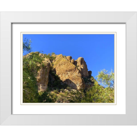 Desert Rock Face I White Modern Wood Framed Art Print with Double Matting by Grayscale
