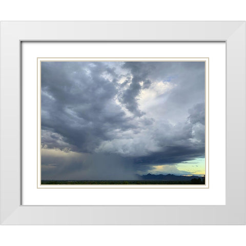 Rain Storm I White Modern Wood Framed Art Print with Double Matting by Grayscale