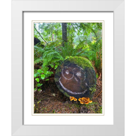 Forest Happy Face I White Modern Wood Framed Art Print with Double Matting by Grayscale